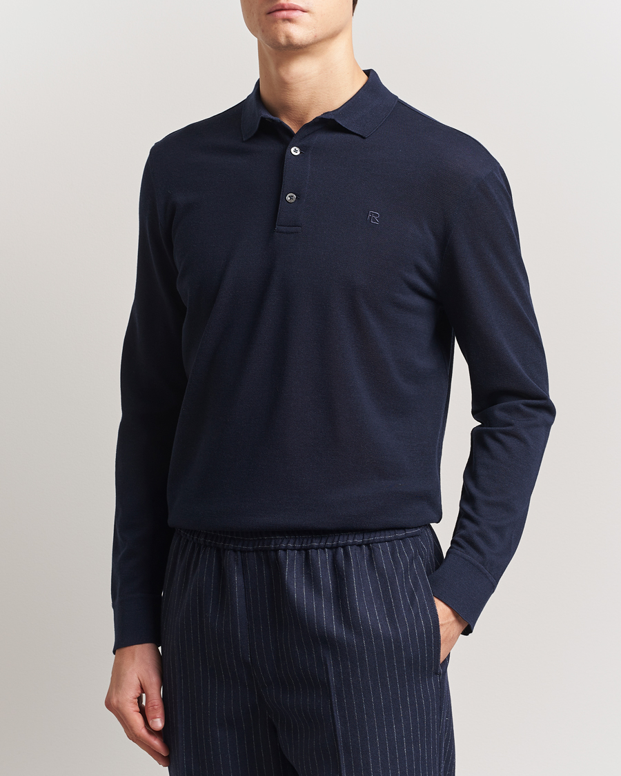 Herren | Poloshirts | Ralph Lauren Purple Label | Long Sleeve Wool Polo Navy