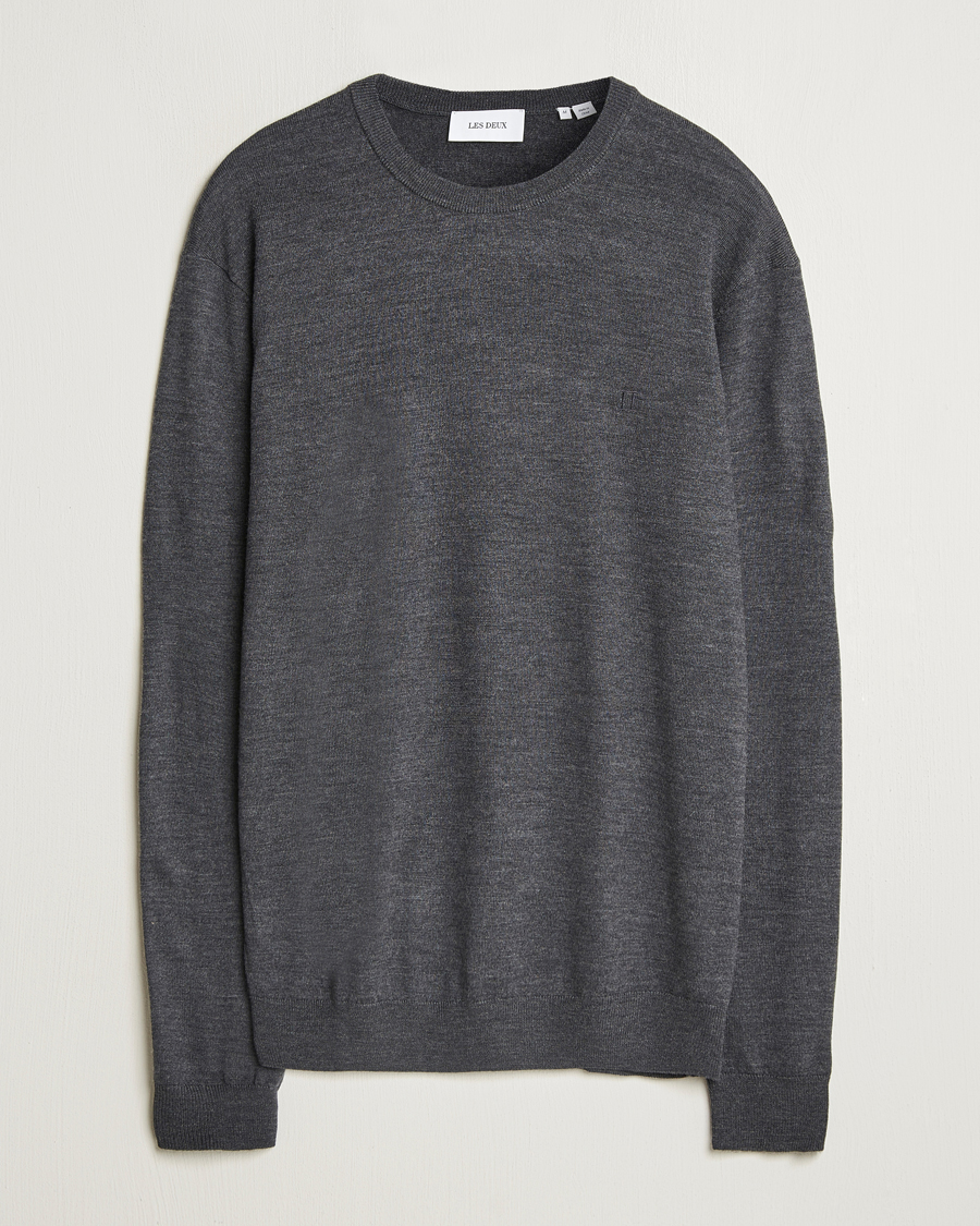 Herren | Pullover | LES DEUX | Greyson Merino Knit Dark Grey Melange