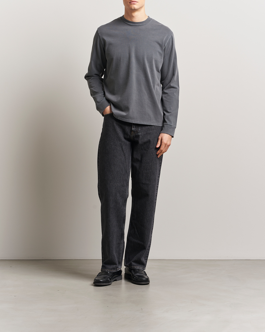 Herren | T-Shirts | Jeanerica | Clement Crew Neck Sweatshirt Washed Black