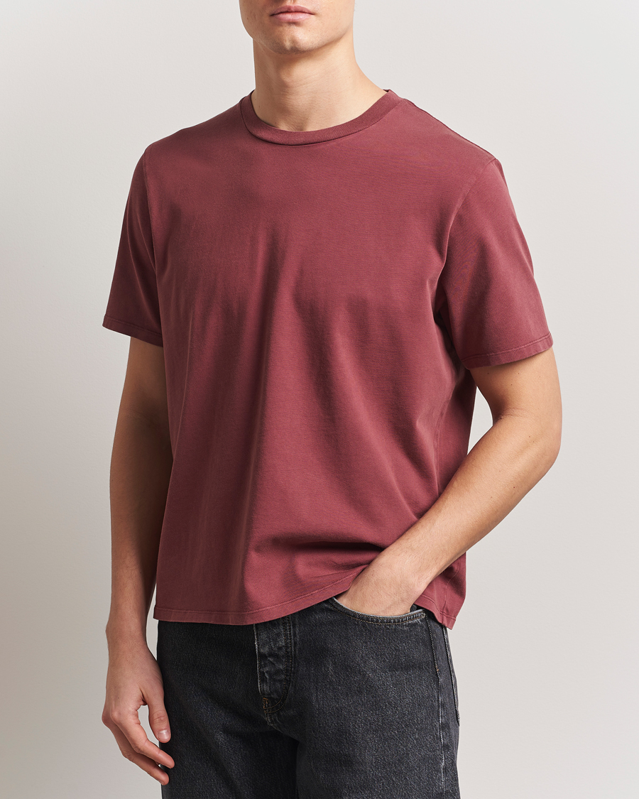 Herren | T-Shirts | Jeanerica | Delon Crew Neck T-Shirt Washed Burgundy