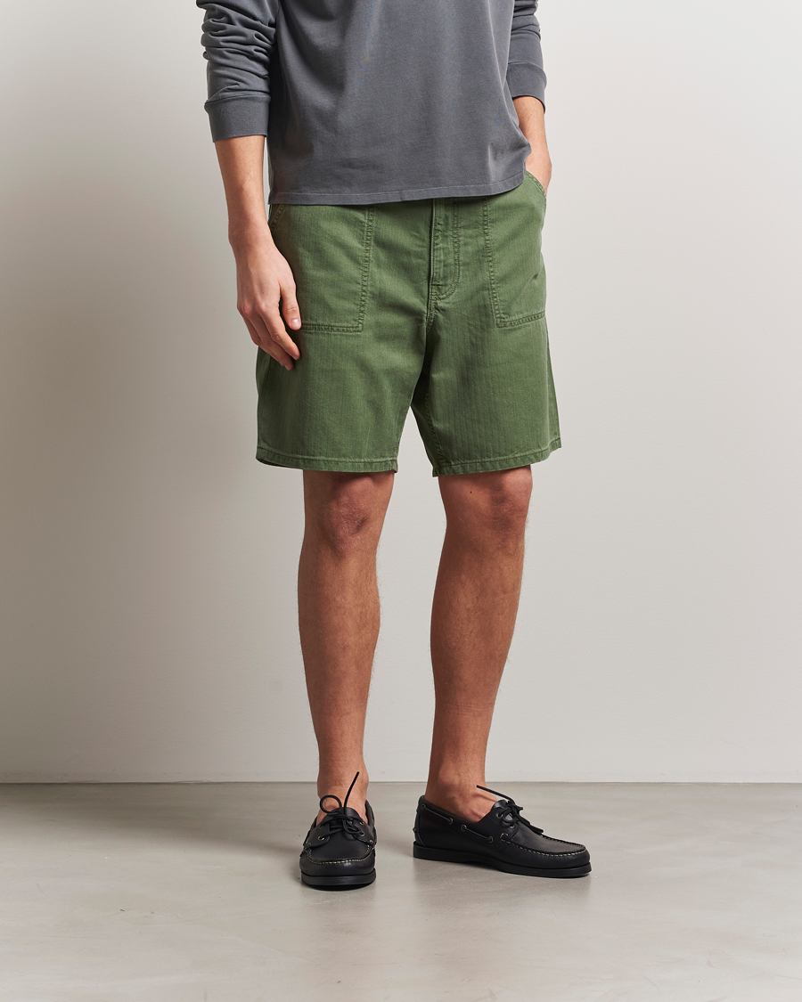 Herren | Shorts | Jeanerica | GM011 Genua Worker Chino Shorts Chevron Green
