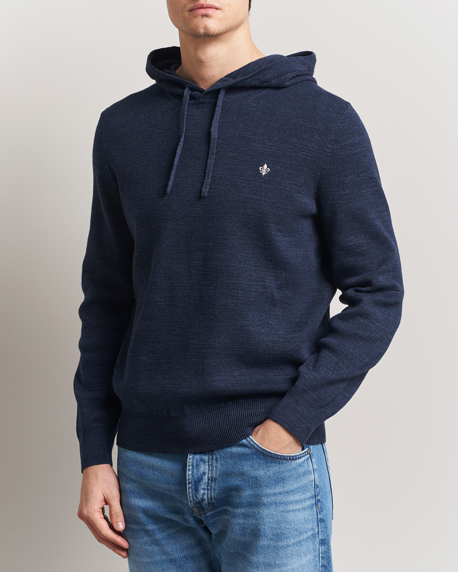 Herren | Pullover | Morris | Ramdall Knitted Cotton Hoodie Navy