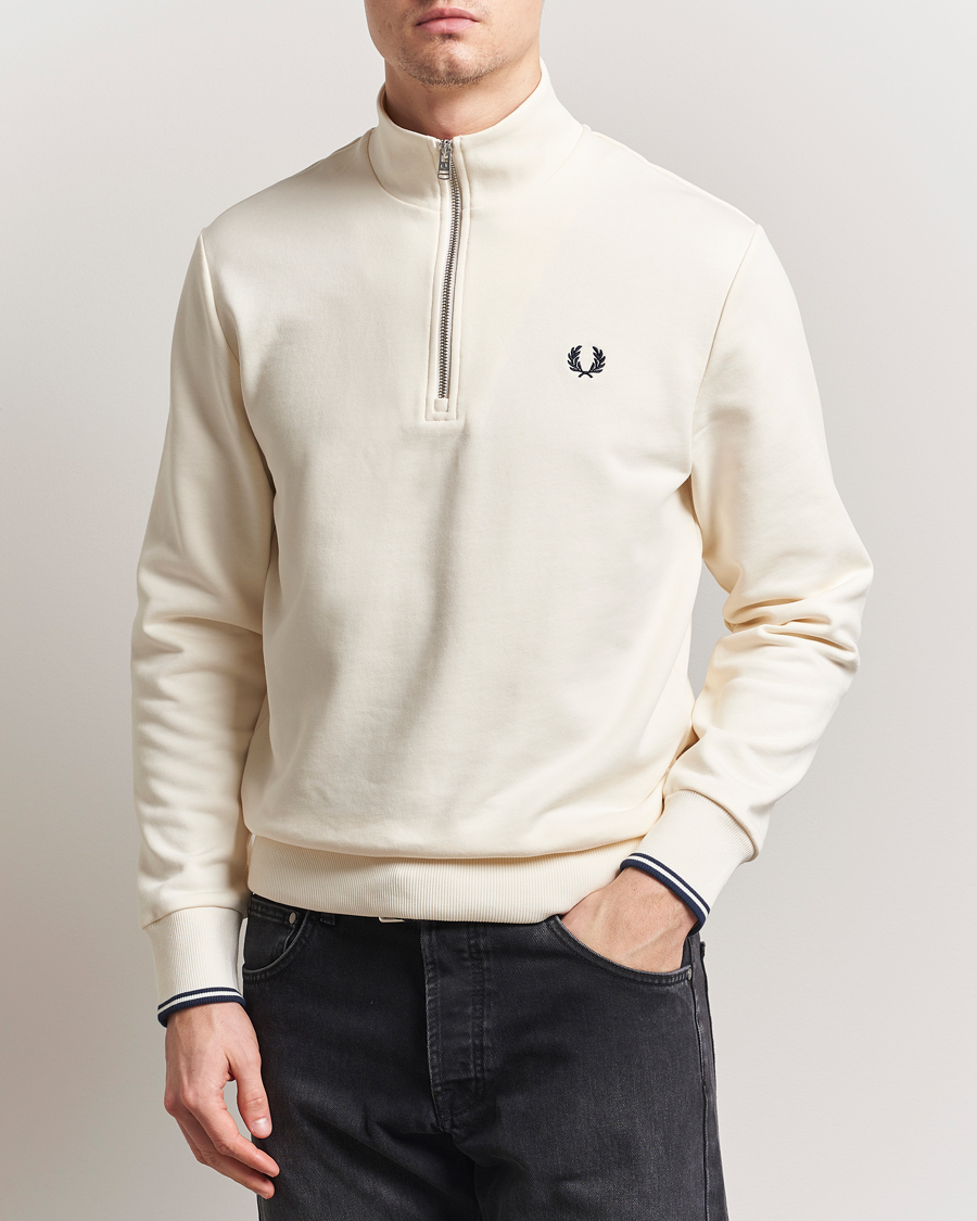 Herren | Pullover | Fred Perry | Half Zip Sweatshirt Ecru