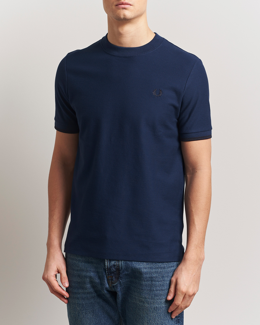 Herren | T-Shirts | Fred Perry | Tipped Cuff Pique T-Shirt Tennis Blue