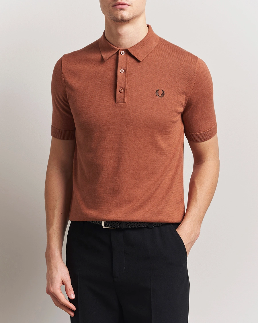 Herren | Poloshirts | Fred Perry | Cotton Knitted Polo Cinnamon Brown