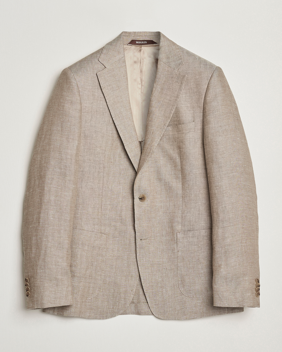 Herren | Sakkos | Morris Heritage | Linen Herringbone Blazer Beige