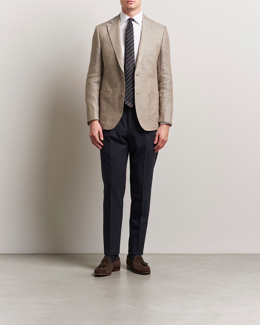 Herren | Sakkos | Morris Heritage | Linen Herringbone Blazer Beige