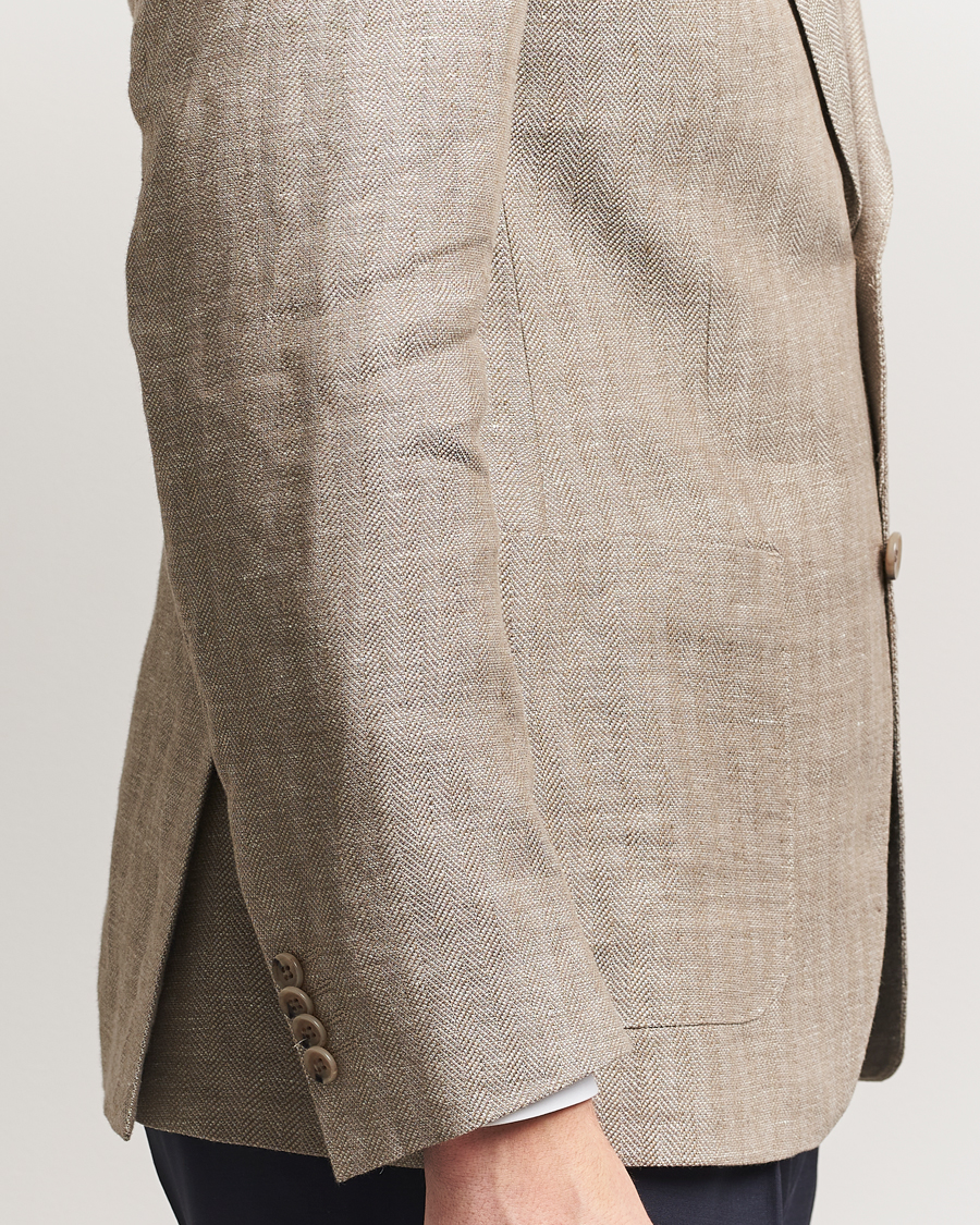 Herren | Sakkos | Morris Heritage | Linen Herringbone Blazer Beige