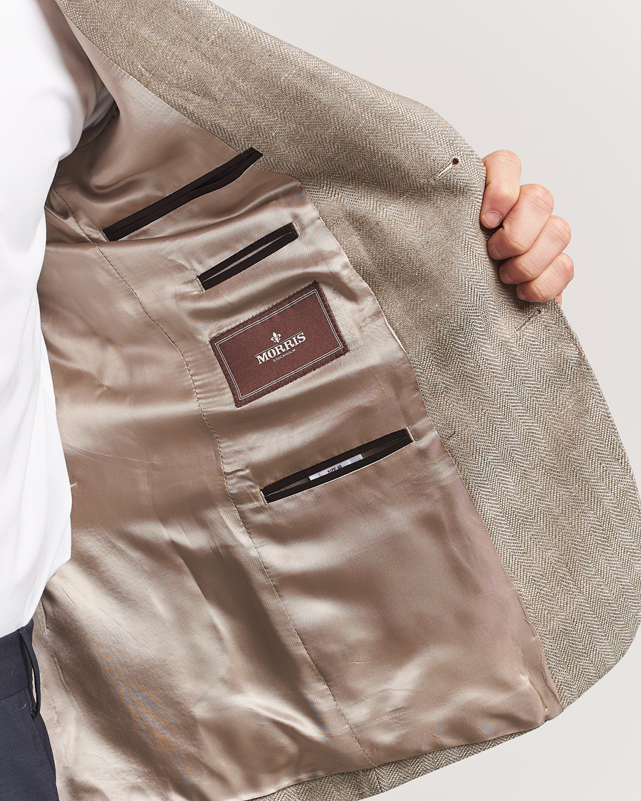 Herren | Sakkos | Morris Heritage | Linen Herringbone Blazer Beige