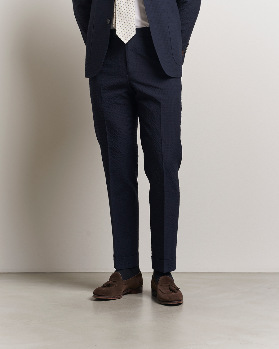 Herren | Hosen | Morris Heritage | Seersucker Suit Trousers Navy