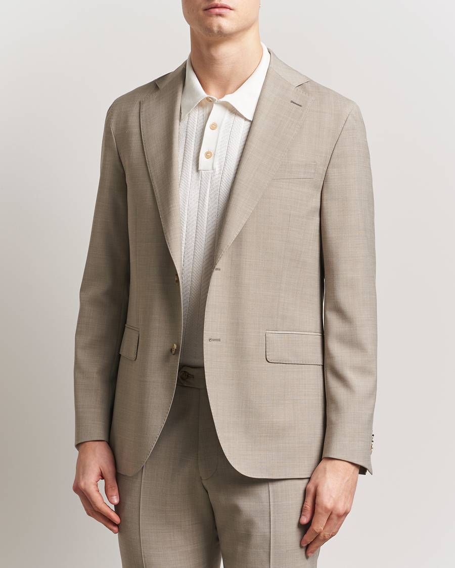 Herren | Sakkos | Oscar Jacobson | Fogerty Wool Stretch Suit Blazer Beige