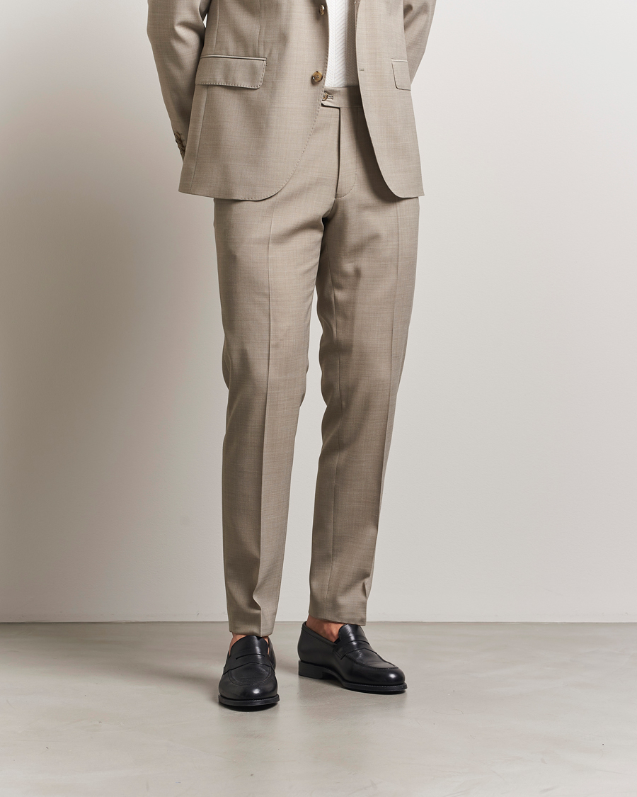 Herren | Hosen | Oscar Jacobson | Denz Wool Stretch Suit Trousers Beige