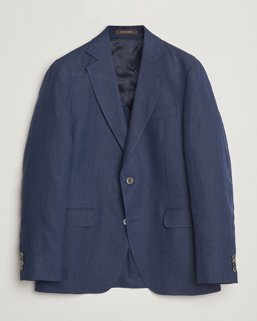 Herren | Sakkos | Oscar Jacobson | Ferry Soft Linen Blazer Navy