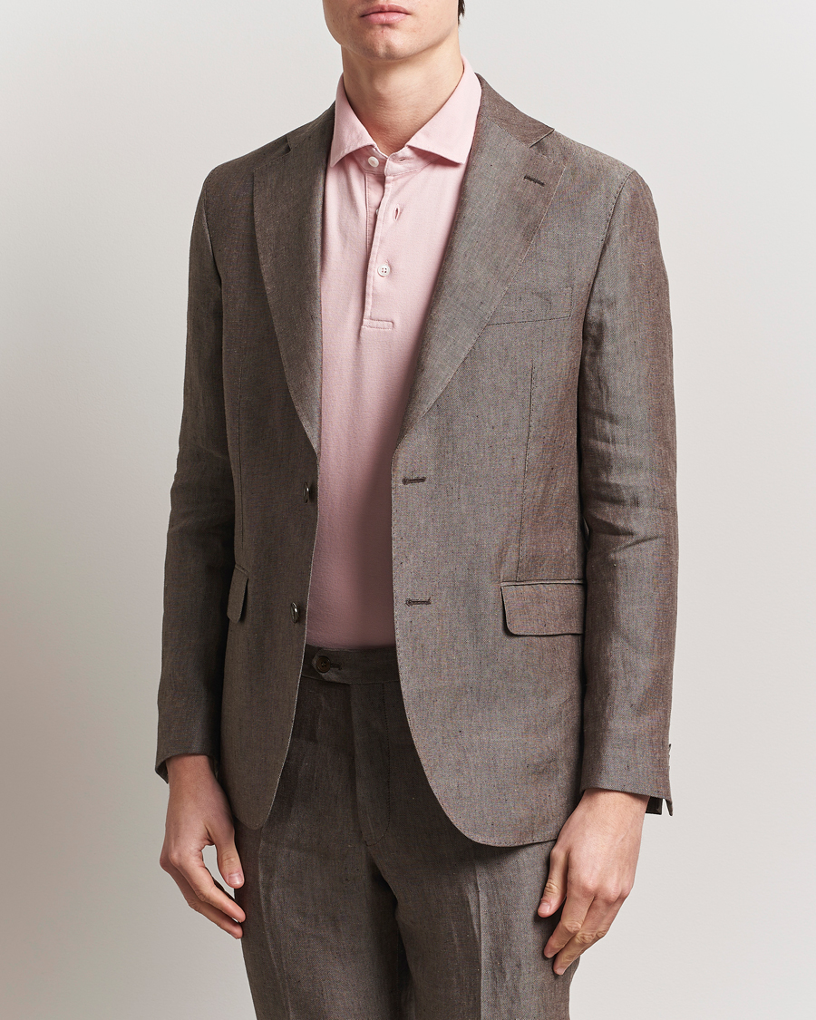Herren | Sakkos | Oscar Jacobson | Ferry Soft Linen Blazer Brown