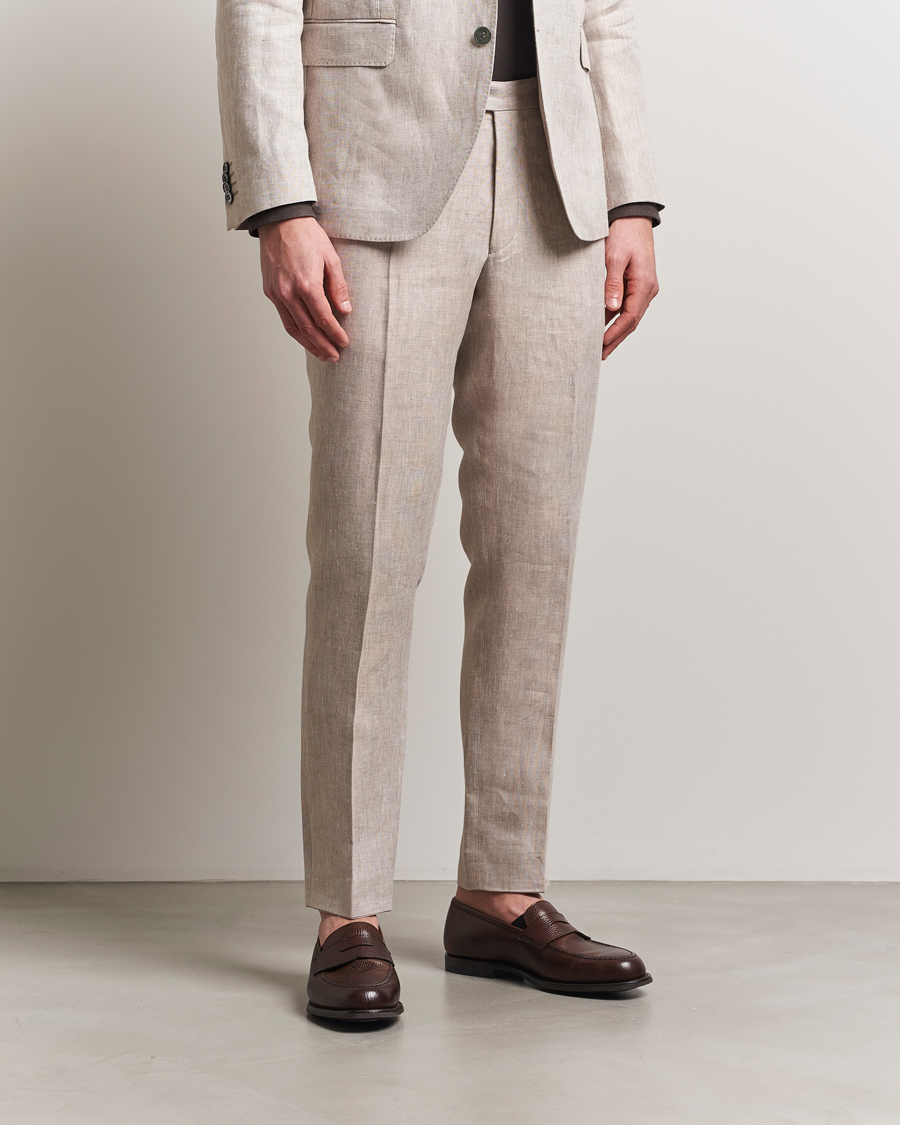 Herren | Hosen | Oscar Jacobson | Denz Linen Trousers Beige