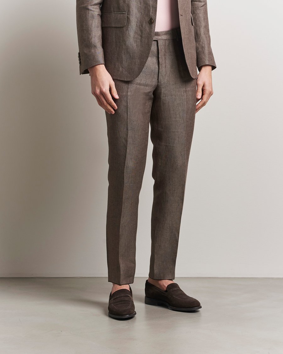 Herren | Hosen | Oscar Jacobson | Denz Linen Trousers Brown