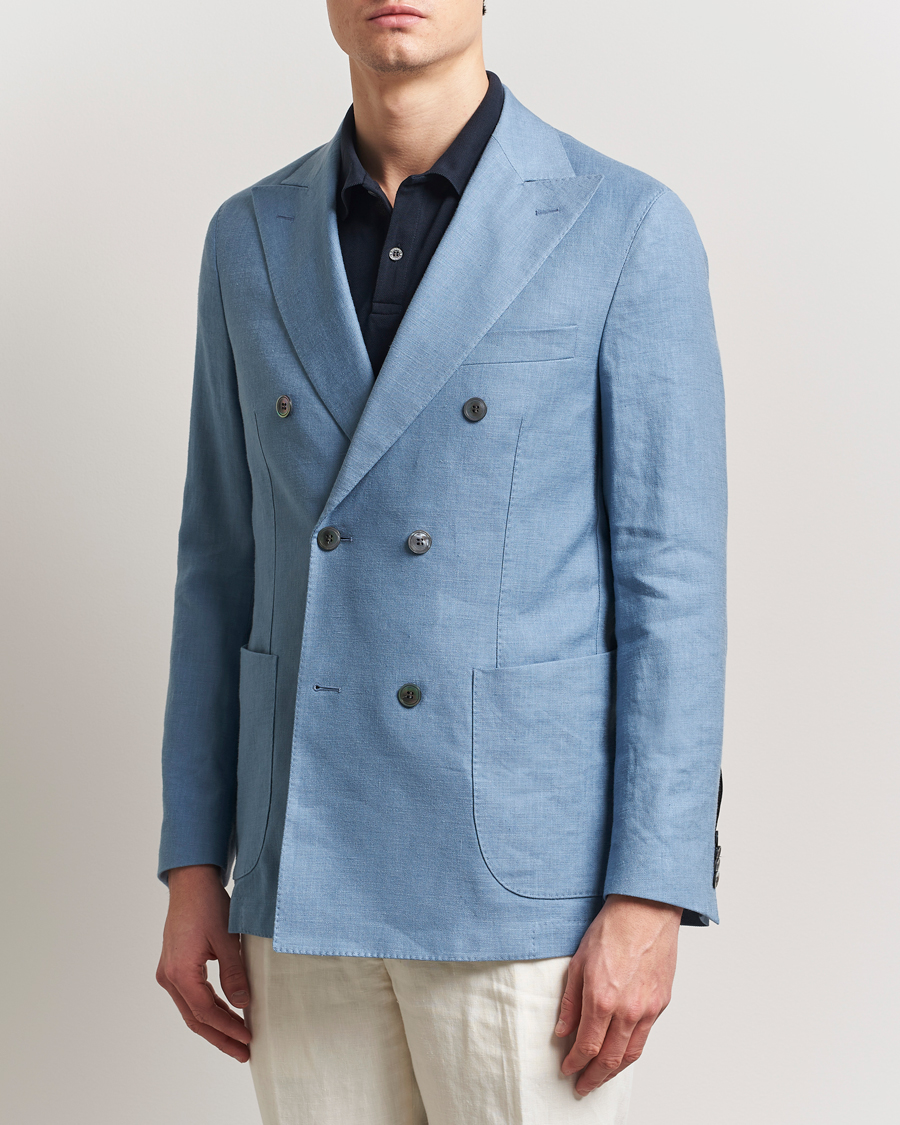 Herren | Sakkos | Oscar Jacobson | Farris Patch Soft DB Linen Blazer Light Blue