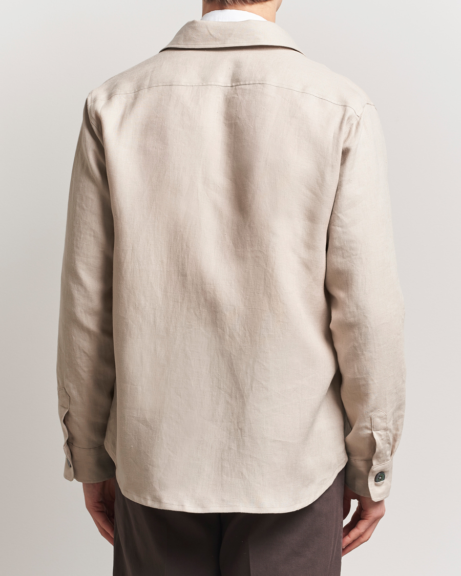 Herren | Hemden | Oscar Jacobson | Maverick Linen Shirt Jacket White Grass