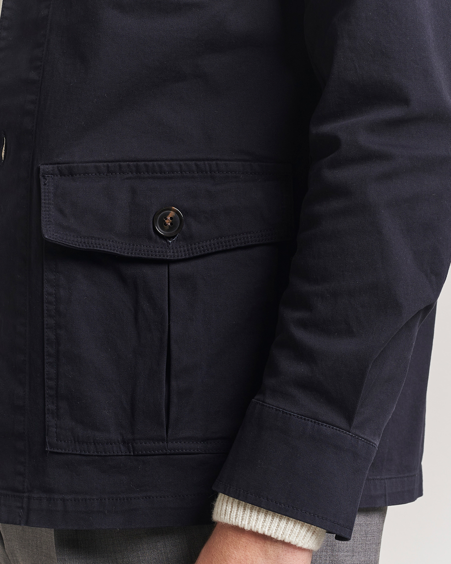 Herren | Hemden | Oscar Jacobson | Safari Cotton Shirt Jacket Navy