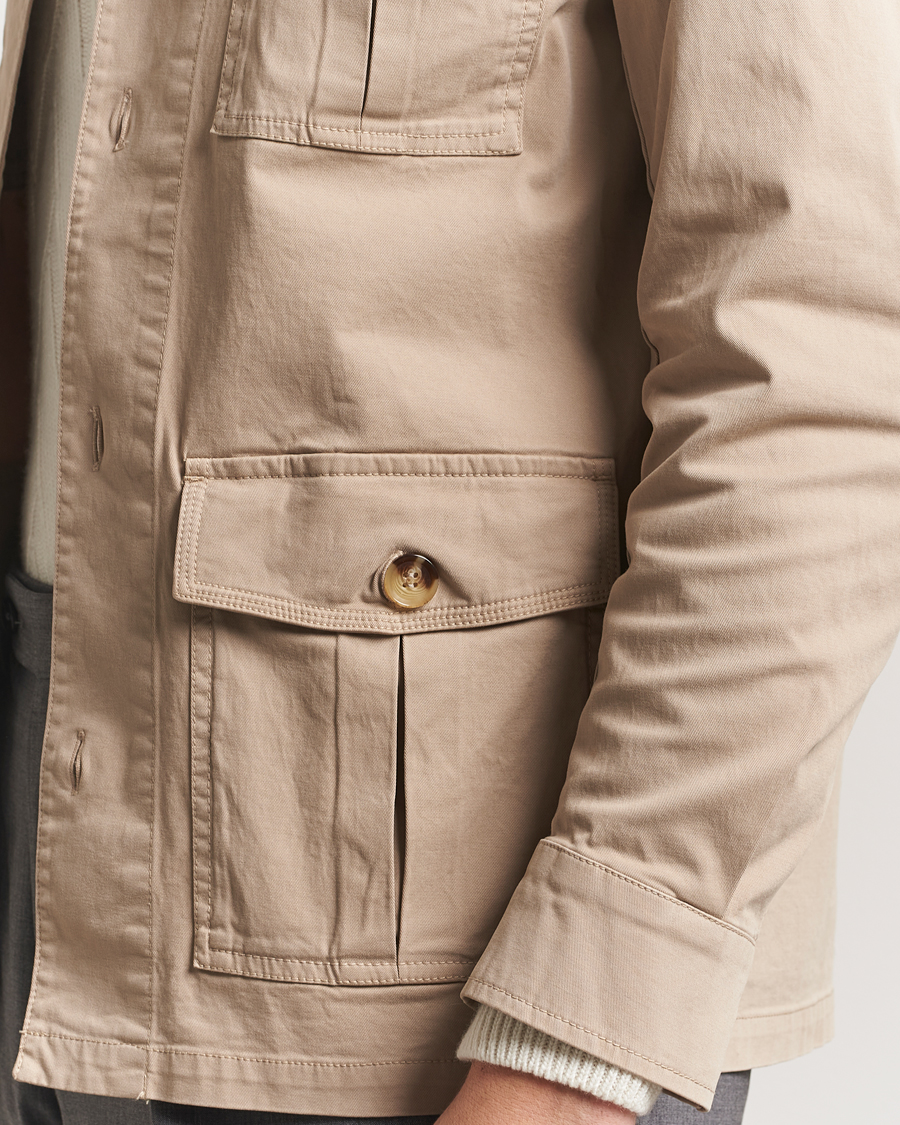 Herren | Hemden | Oscar Jacobson | Safari Cotton Shirt Jacket Beige