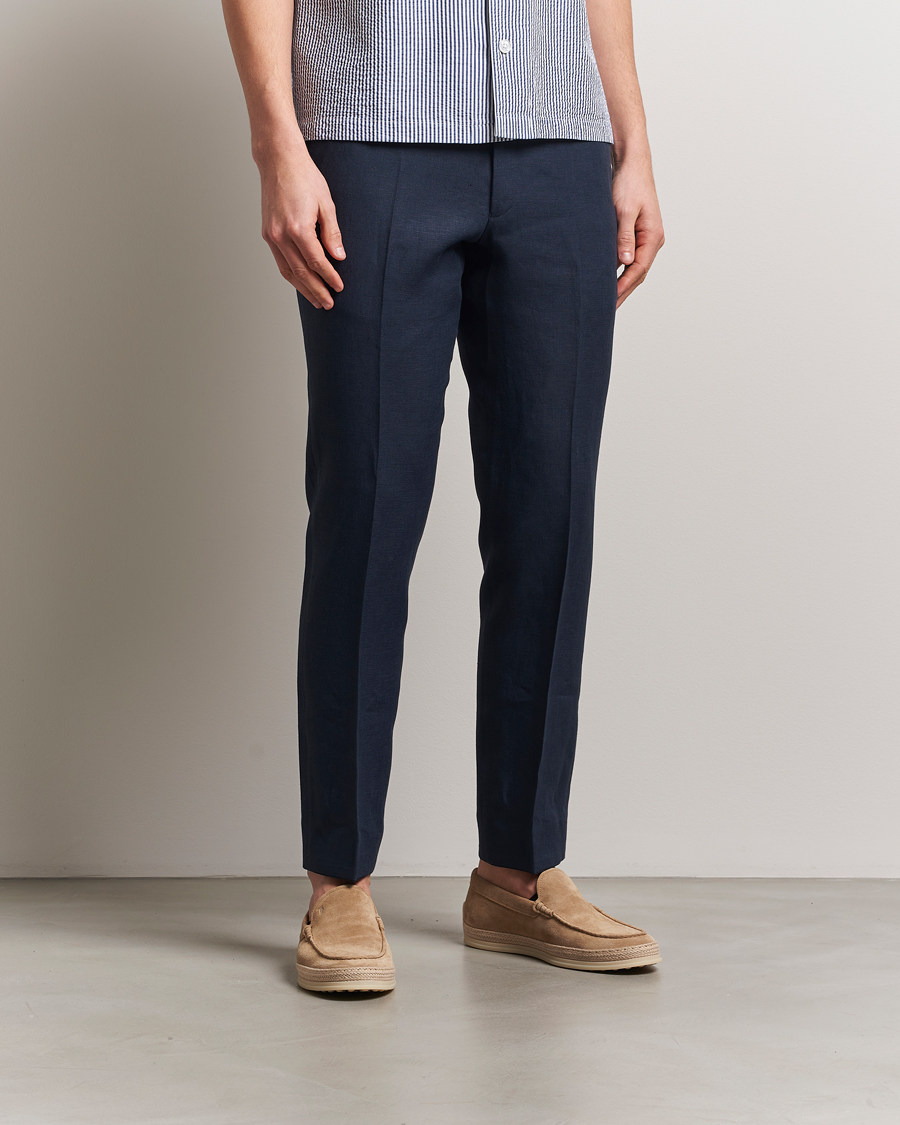 Herren | Hosen | Oscar Jacobson | Dandy Linen Trousers Navy