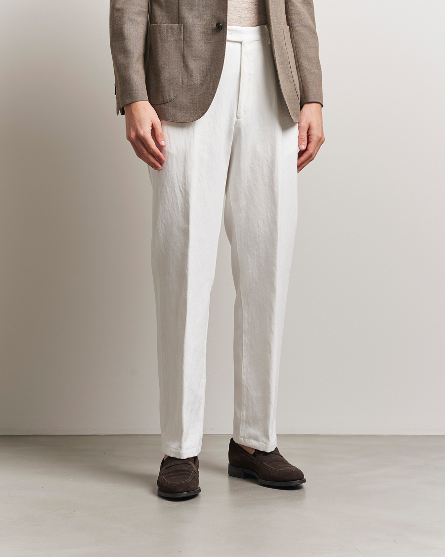 Herren | Hosen | Oscar Jacobson | Del Cotton/Linen Trousers White