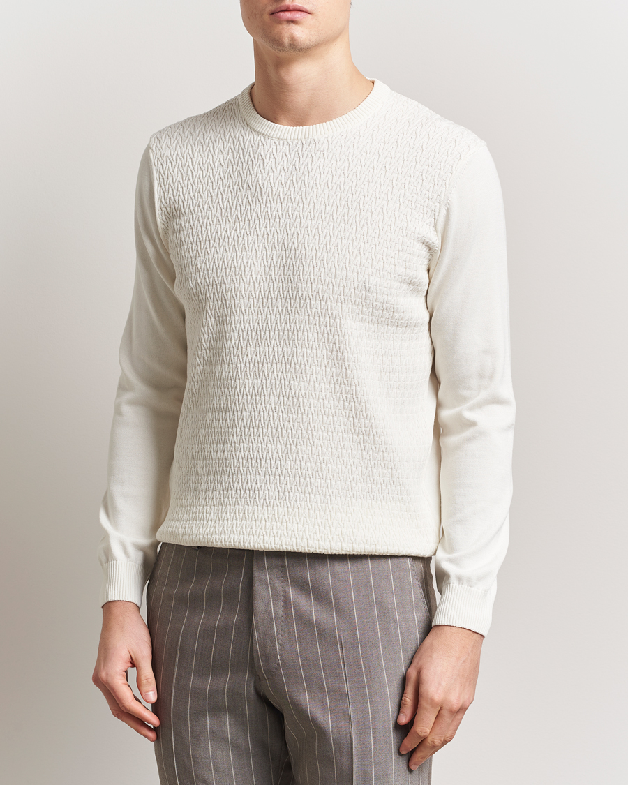 Herren | Pullover | Oscar Jacobson | Blake Knitted Cotton Crew White