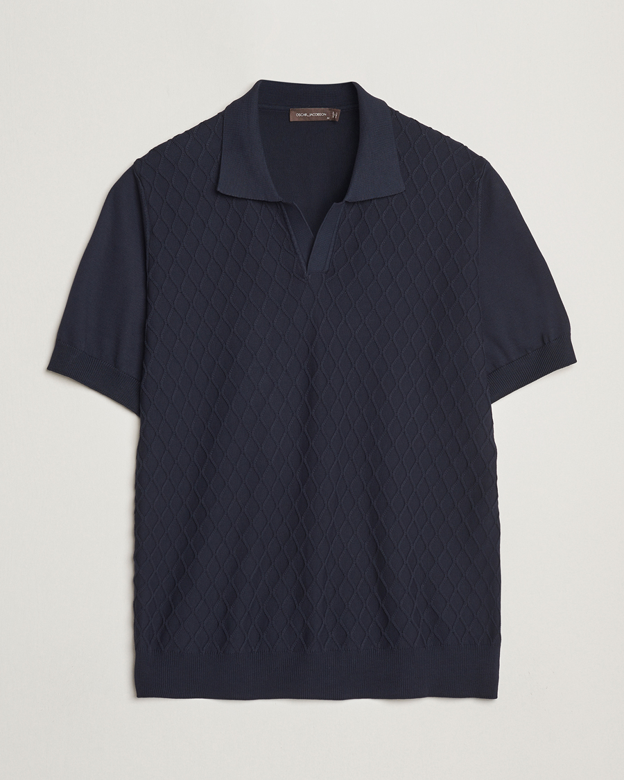 Herren | Poloshirts | Oscar Jacobson | Mirza Structured Cotton Polo Navy