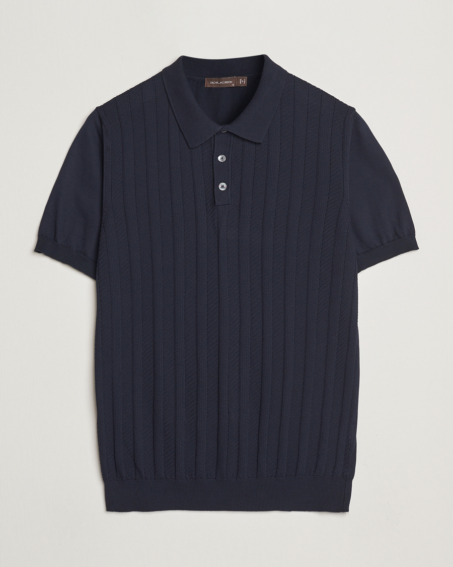 Herren | Poloshirts | Oscar Jacobson | Barto Structured Cotton Polo Navy