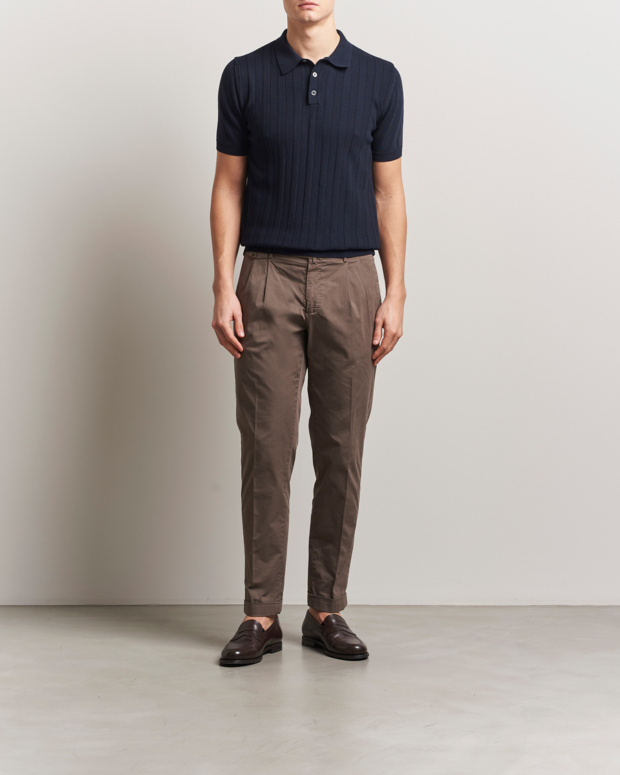 Herren | Poloshirts | Oscar Jacobson | Barto Structured Cotton Polo Navy