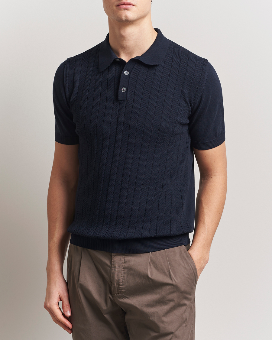 Herren | Poloshirts | Oscar Jacobson | Barto Structured Cotton Polo Navy