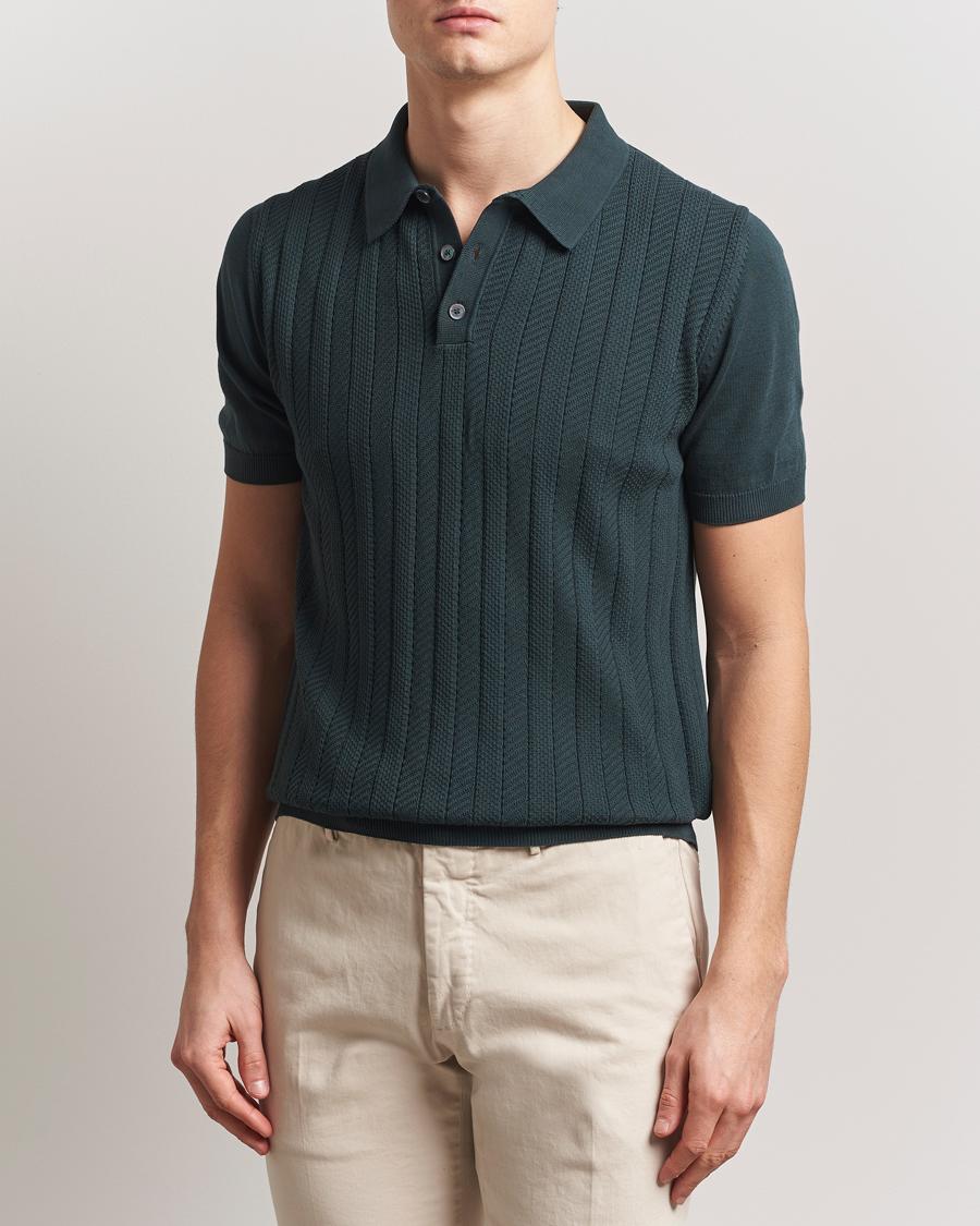 Herren | Poloshirts | Oscar Jacobson | Barto Structured Cotton Polo Green