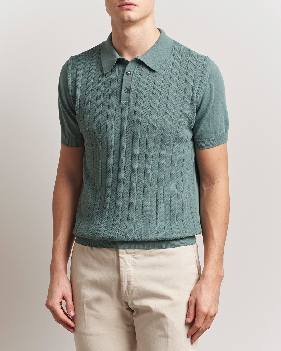 Herren | Poloshirts | Oscar Jacobson | Barto Structured Cotton Polo Light Green