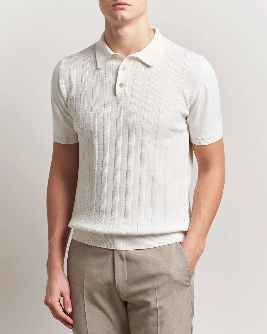 Herren | Poloshirts | Oscar Jacobson | Barto Structured Cotton Polo Snow White