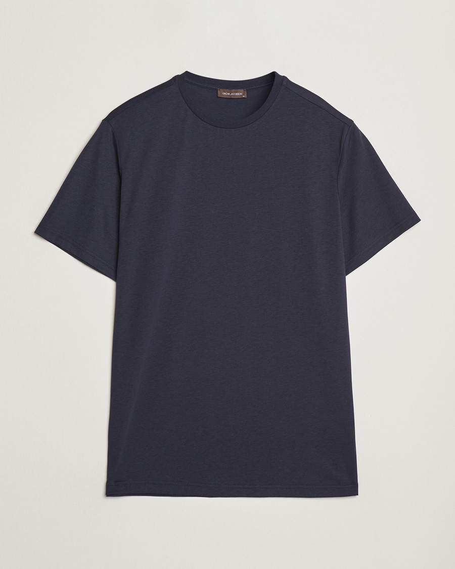 Herren | T-Shirts | Oscar Jacobson | Kim Lyocel/Cotton T-Shirt Navy