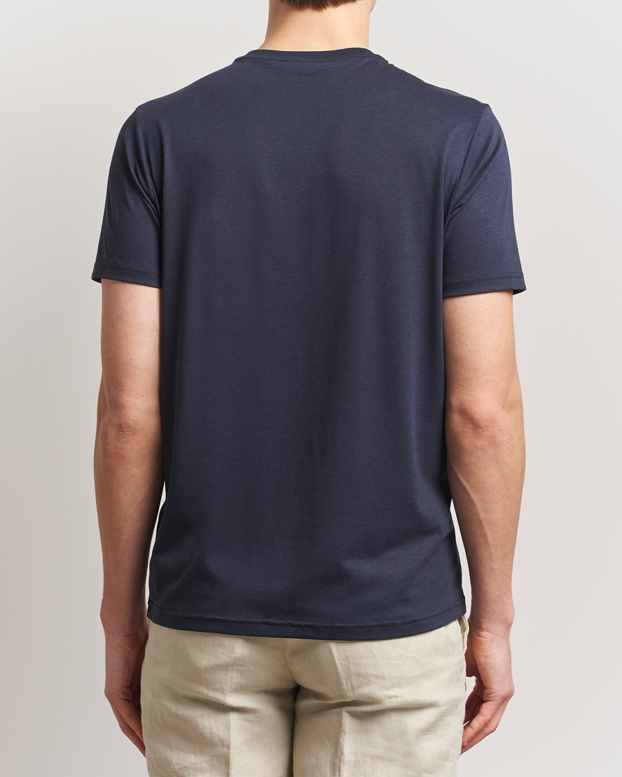 Herren | T-Shirts | Oscar Jacobson | Kim Cotton/Tencel T-Shirt Navy