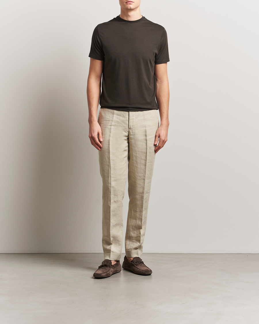 Herren | T-Shirts | Oscar Jacobson | Kim Cotton/Tencel T-Shirt Brown