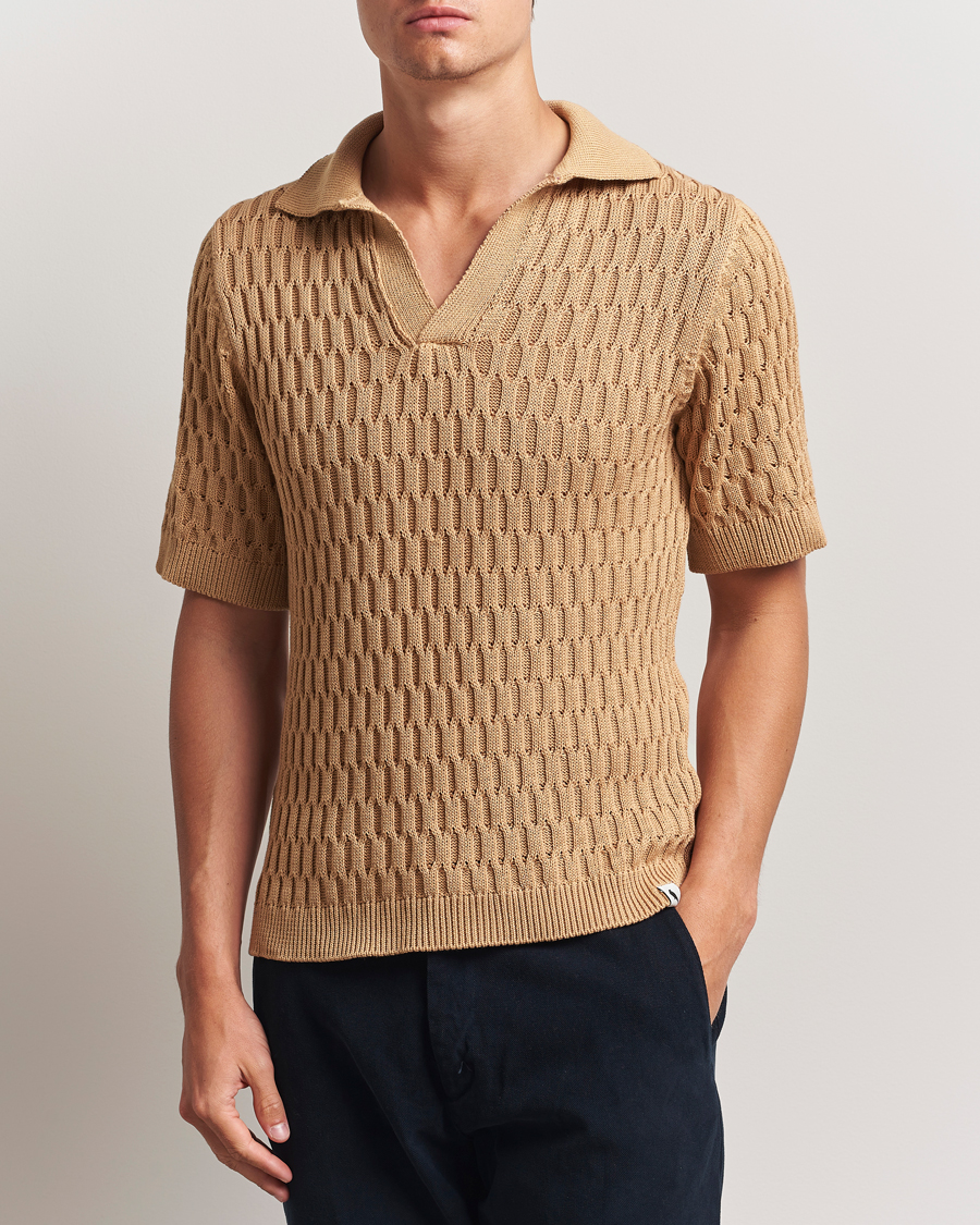 Herren | Poloshirts | Peregrine | Cove Knitted Cotton Polo Shirt Sand