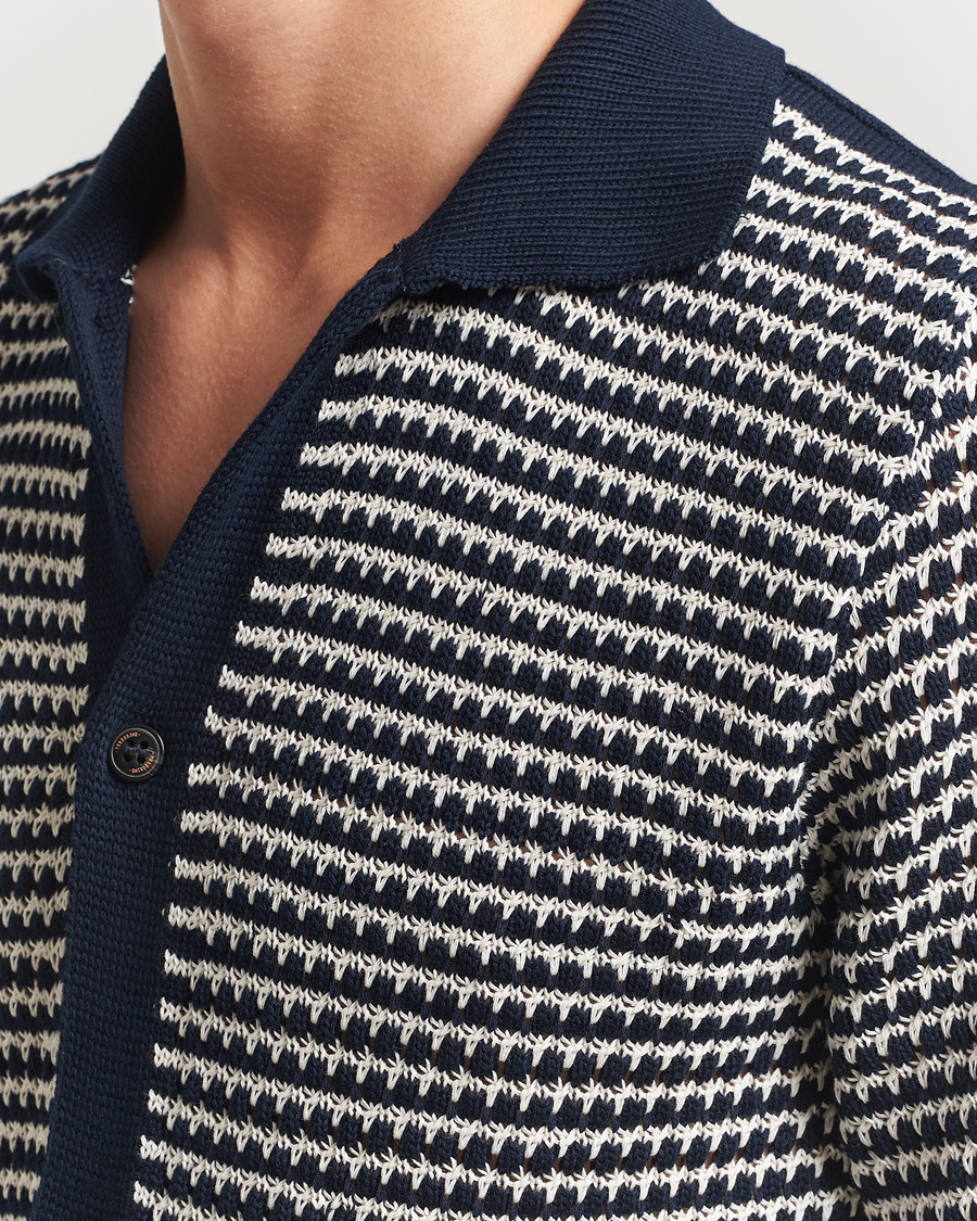 Herren | Hemden | Peregrine | Island Crochet Knitted Shirt Navy