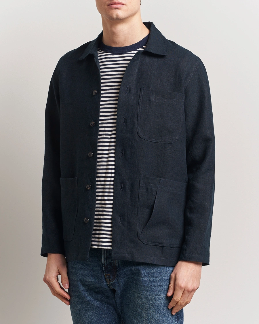 Herren | Hemden | Peregrine | Grange Linen Shacket Navy
