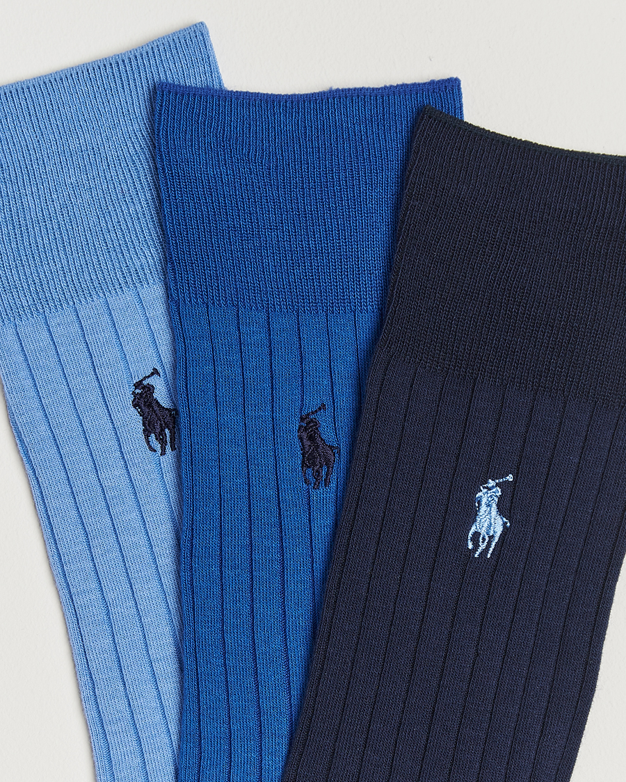 Herren | Unterwäsche | Polo Ralph Lauren | 3-Pack Egyptian Rib Crew Sock Blue Combo