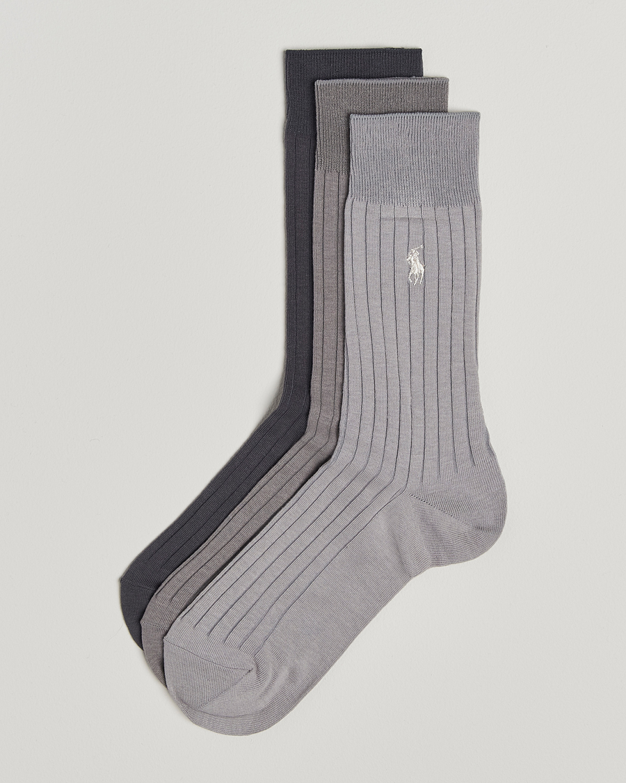 Herren | Unterwäsche | Polo Ralph Lauren | 3-Pack Egyptian Rib Crew Sock Grey Combo