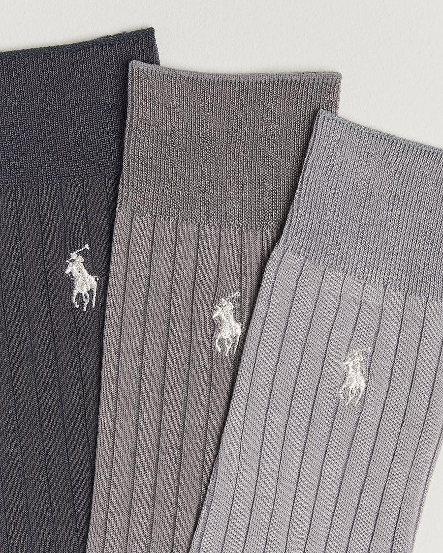 Herren | Unterwäsche | Polo Ralph Lauren | 3-Pack Egyptian Rib Crew Sock Grey Combo