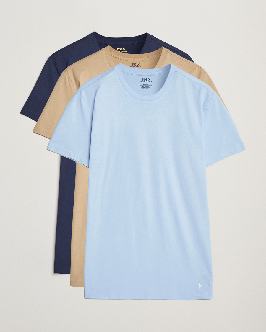 Herren | T-Shirts | Polo Ralph Lauren | 3-Pack Crew Neck T-Shirt Navy/Blue/Khaki