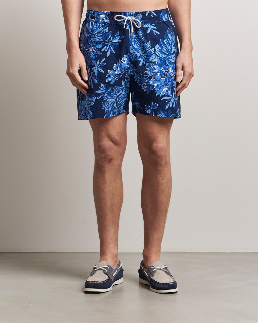 Herren | Badehosen | Polo Ralph Lauren | Recycled Traveler Seersucker Swimshorts Blue Tropical