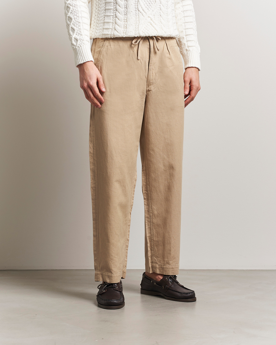 Herren | Hosen | Polo Ralph Lauren | Pleated Cotton Linen Pants Coastal Beige