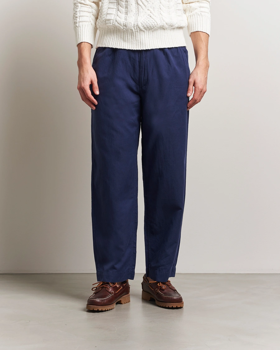 Herren | Hosen | Polo Ralph Lauren | Pleated Cotton Linen Pants Newport Navy