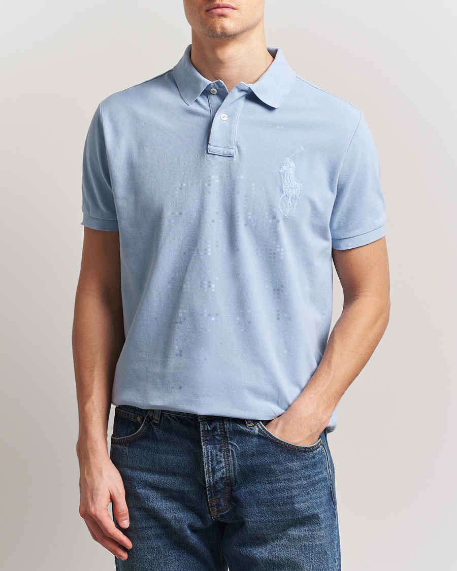 Herren | Poloshirts | Polo Ralph Lauren | Custom Slim Fit Mesh Polo Chambray Blue
