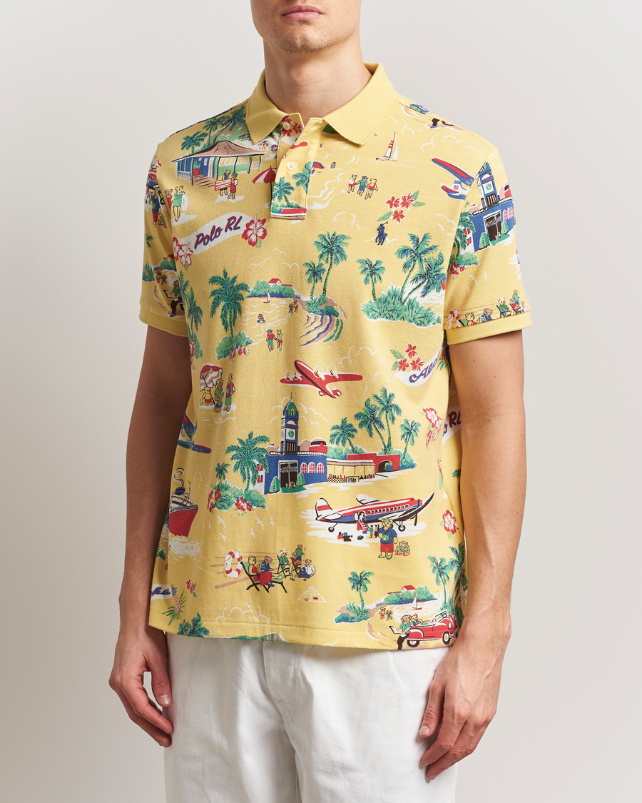 Herren | Poloshirts | Polo Ralph Lauren | Printed Mesh Polo Holiday Bear Yellow