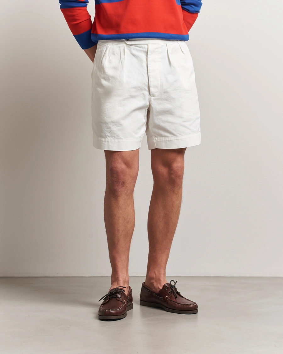 Herren | Shorts | Polo Ralph Lauren | Rustic Twill Pleated Shorts Deckwash White